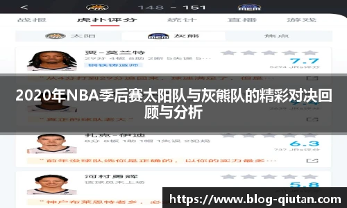 2020年NBA季后赛太阳队与灰熊队的精彩对决回顾与分析